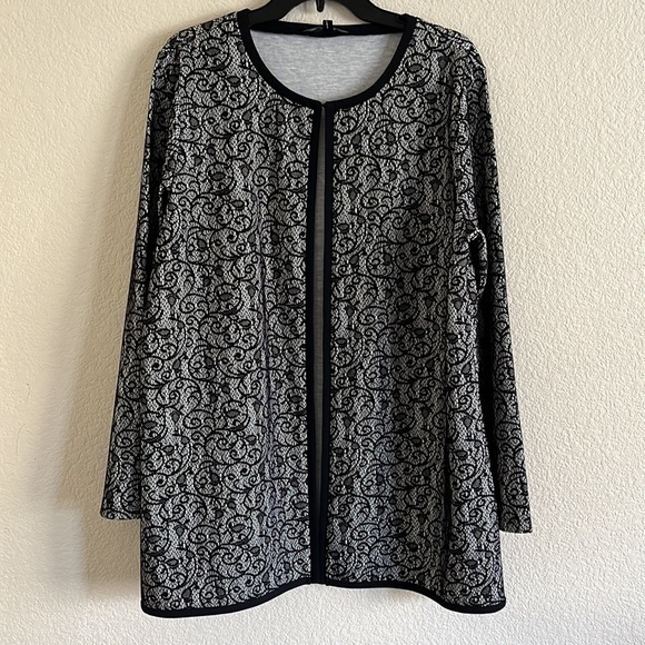 Preston York White Overlay Open Cardigan Black Candace Knit XL Formal Cocktail - Picture 12 of 12